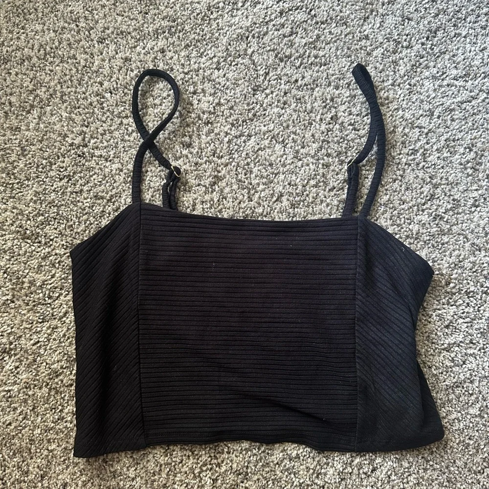 Black Ribbed Tank Top - Picture 3 of 3